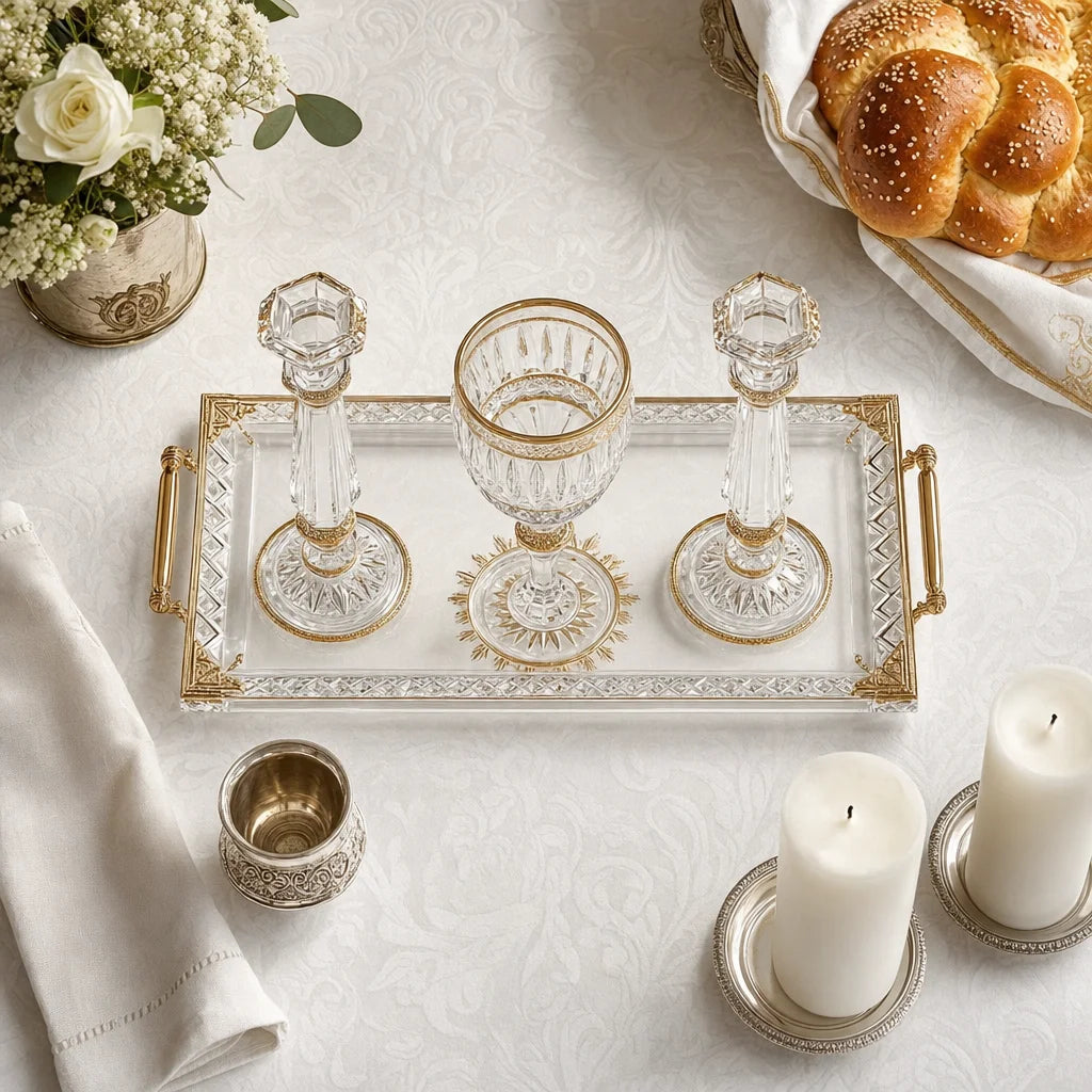 kiddush-set-crystal-gold - overhead view